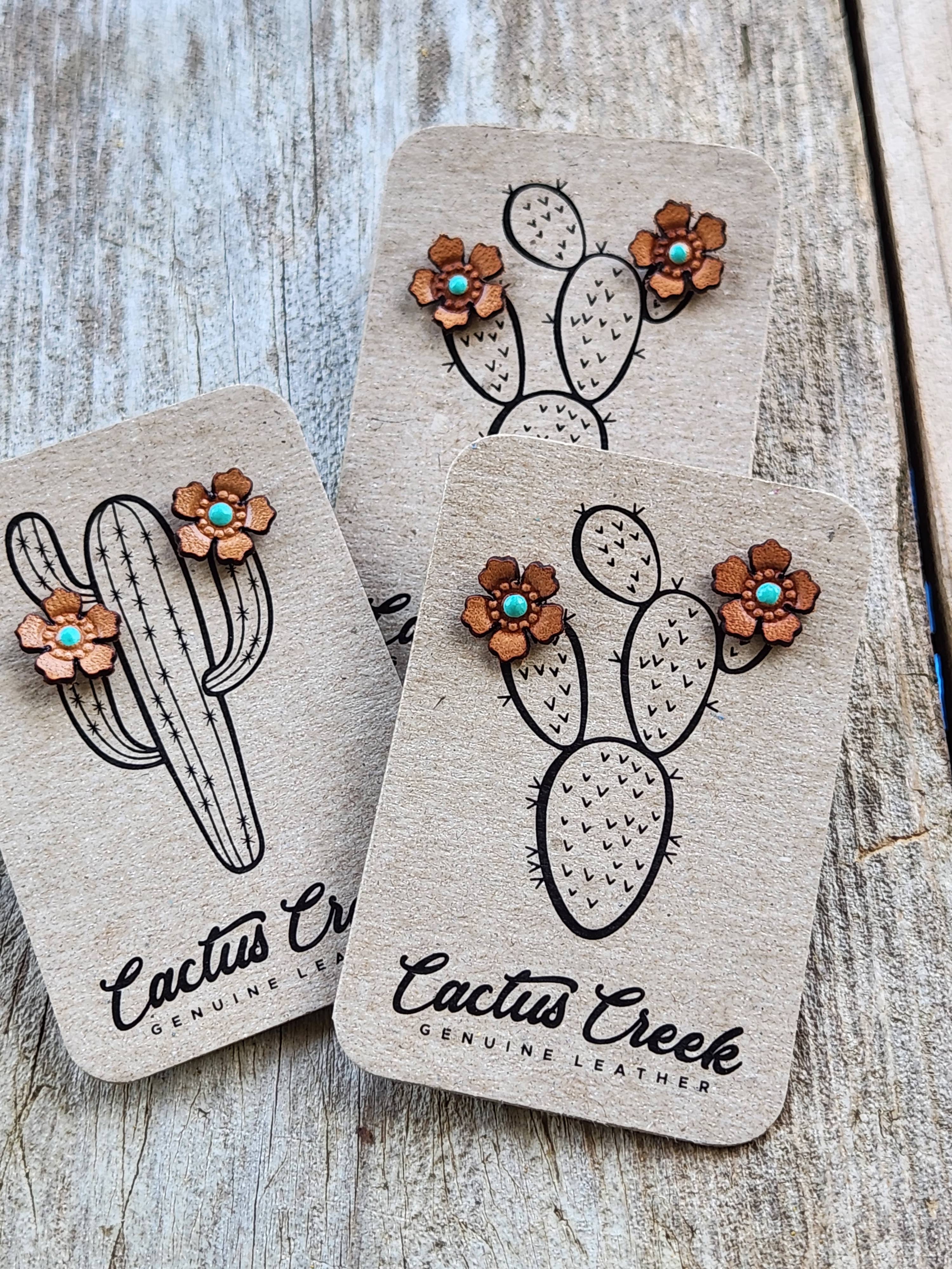 Cocklebur & Co. - Wholesale Stud/Post Earrings - Western Rose Genuine Leather Earrings6