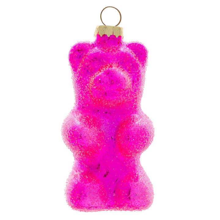 Strawberry Sour Gummy Bear Glass Ornament for wholesale by Karma