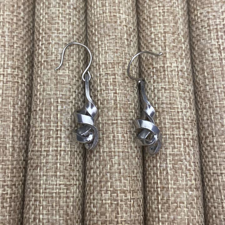 Marchello Art - Wholesale Dangle Earrings - Stainless Steel Spiral Recycled Escargot Fork Earrings