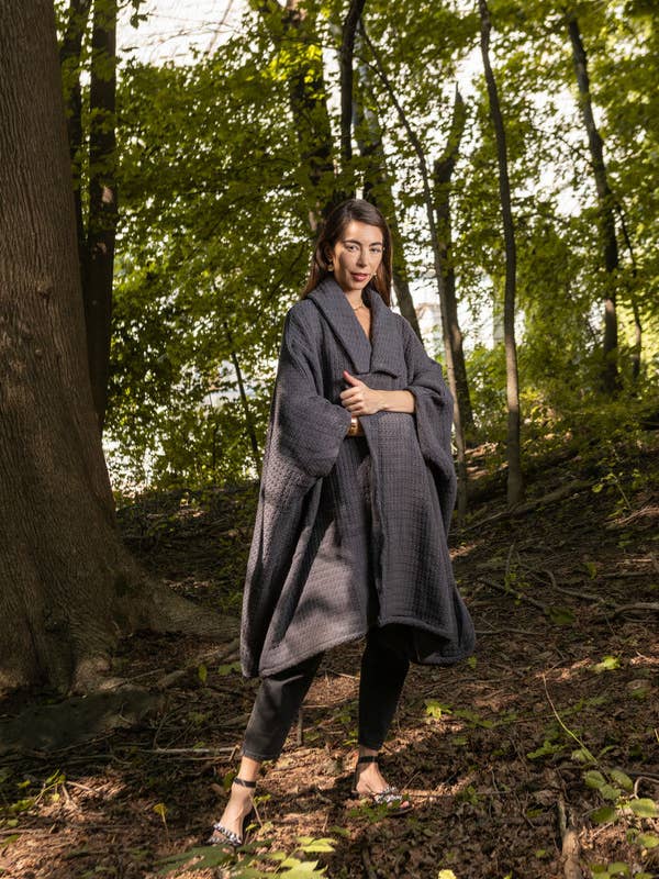 SAACHI - Wholesale Kimono - Women's - Comfy Oversized Waffle Knit Collared Jacket11