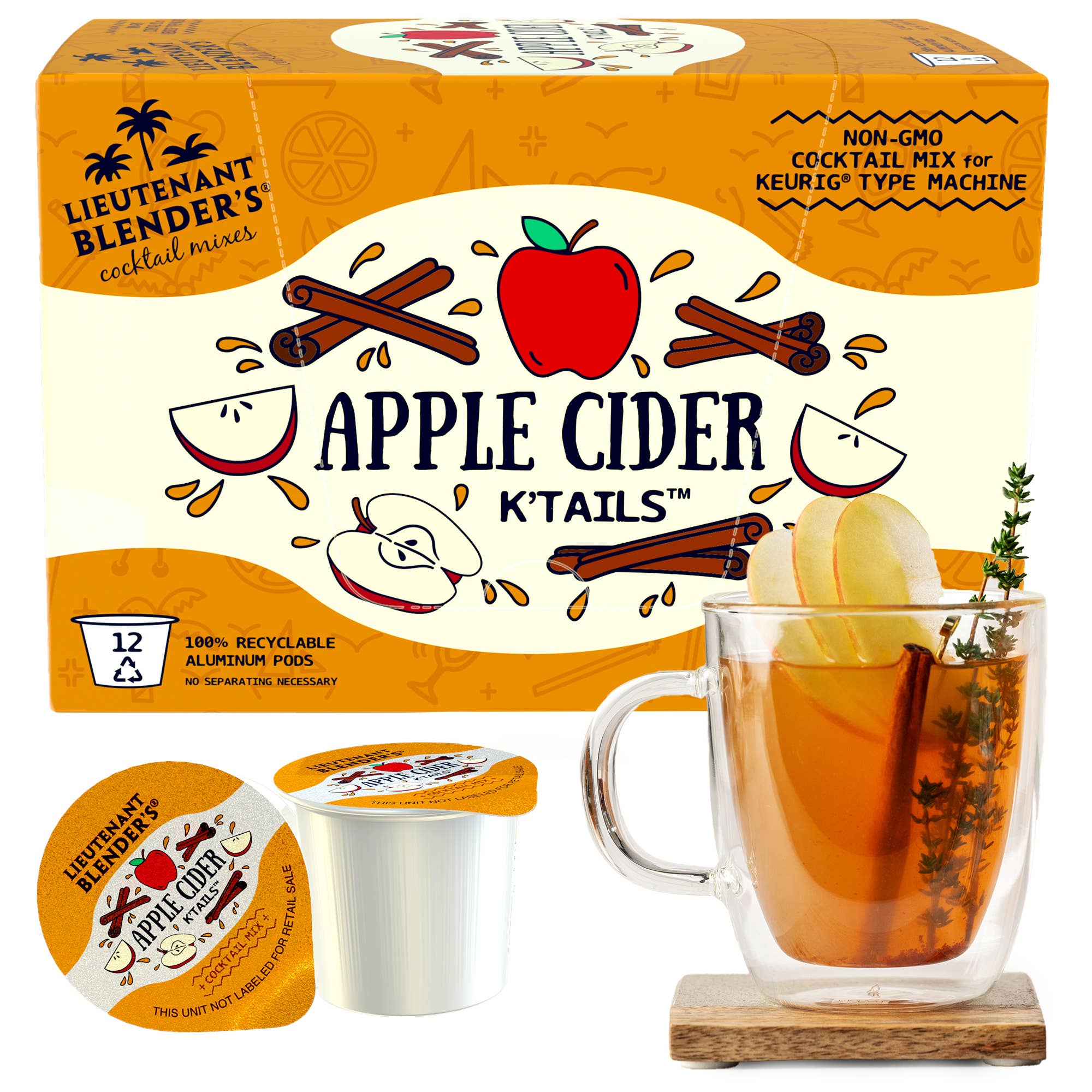 Lieutenant Blender's Cocktail Mixes - Wholesale Beverage Mix - Apple Cider K'Tails® Single Pod Cocktail Mixers 12 Ct0