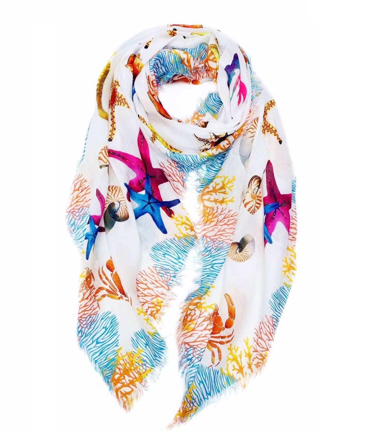 JC021060 Oversized White Sea Life Scarf/Shawl for wholesale on Faire5