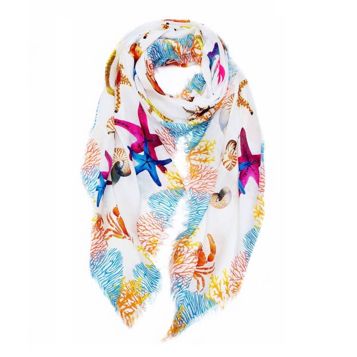 Vit-Multi JC021060 överdimensionerad vit Sea Life halsduk/sjal för wholesale på Faire5