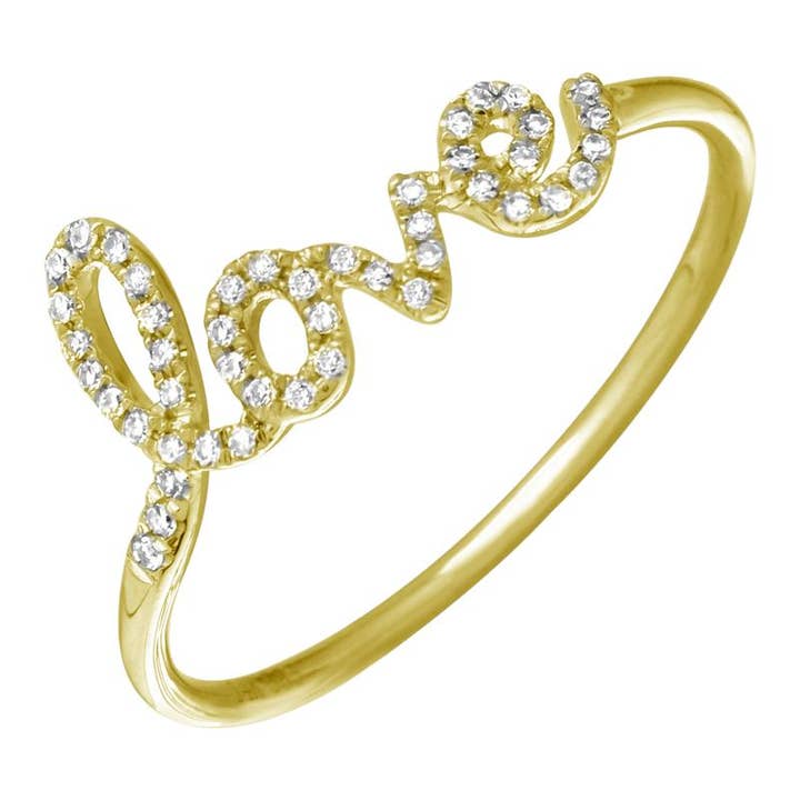 Bague « Love Statement » en or 14 ct sertie de diamants pour la vente par Izakov Fine Jewelry