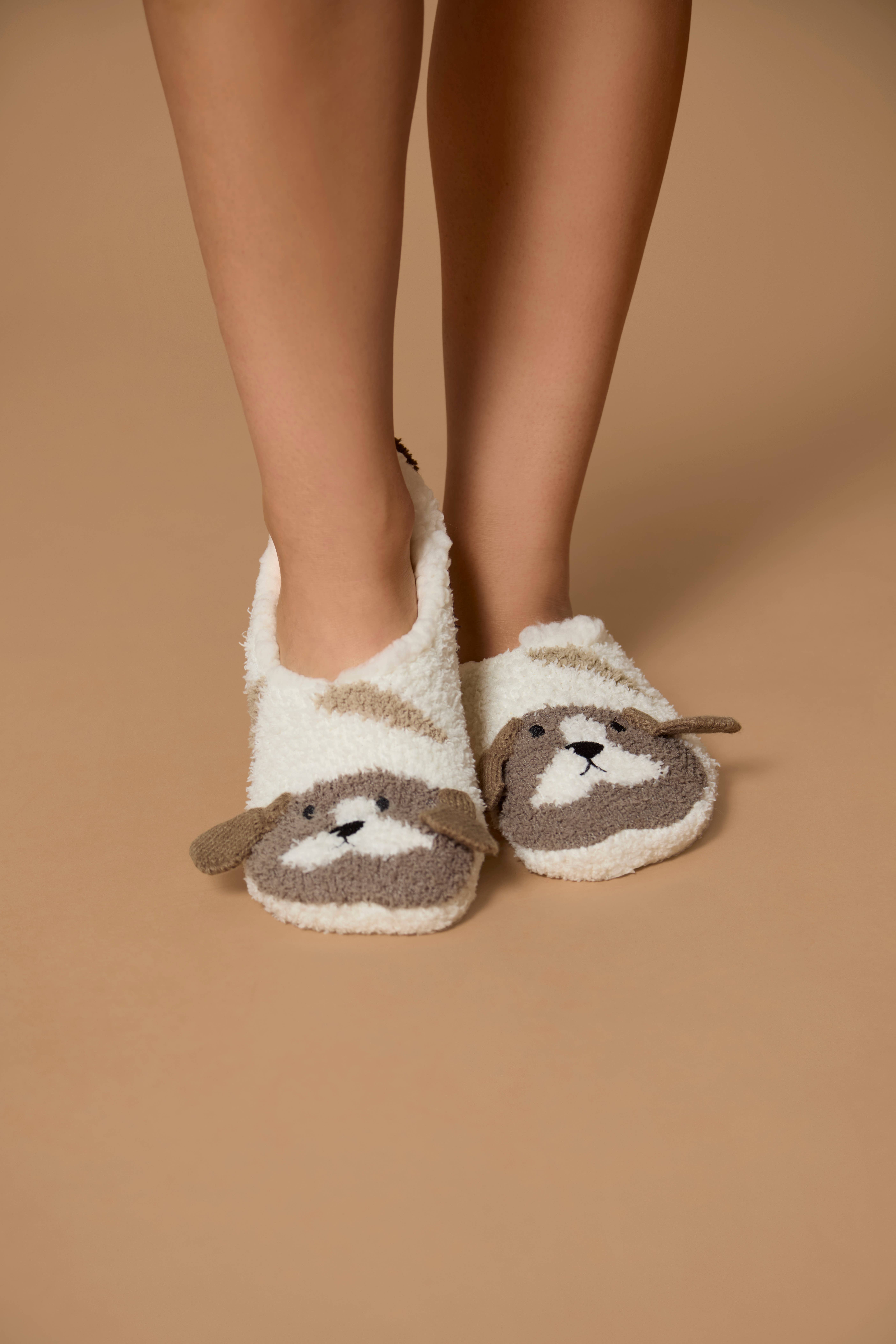 Elfenben Kvinders hvalp forskønnet Plys foret hjemmesko for engroshandel på Faire3