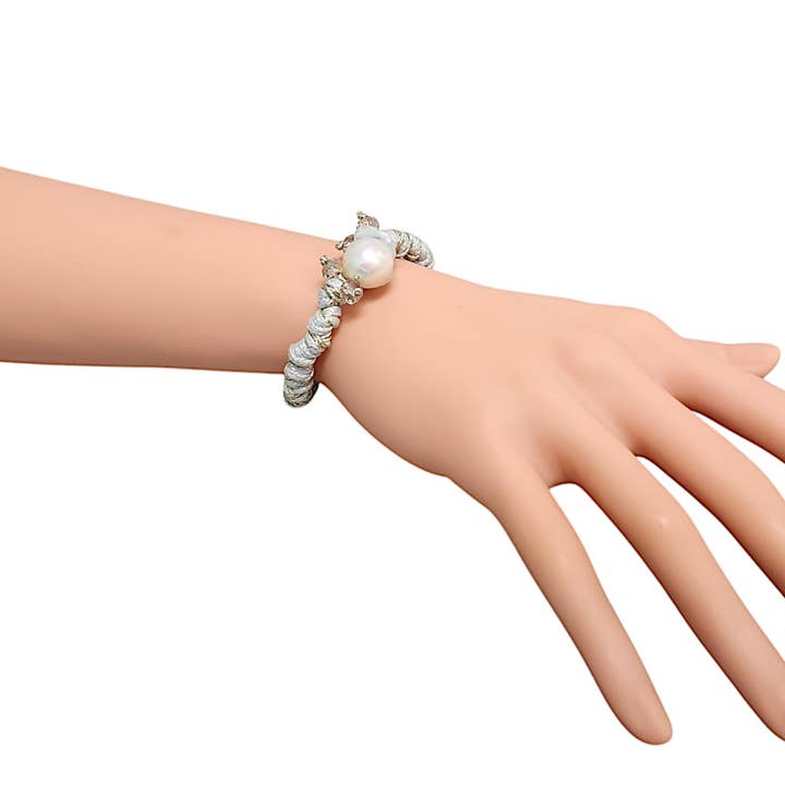 Bijoux Envie Statement Jewelry - Wholesale Beaded bracelet - Coastal Pearl Fabric Bracelet | Boho | Minimalist Jewelry1