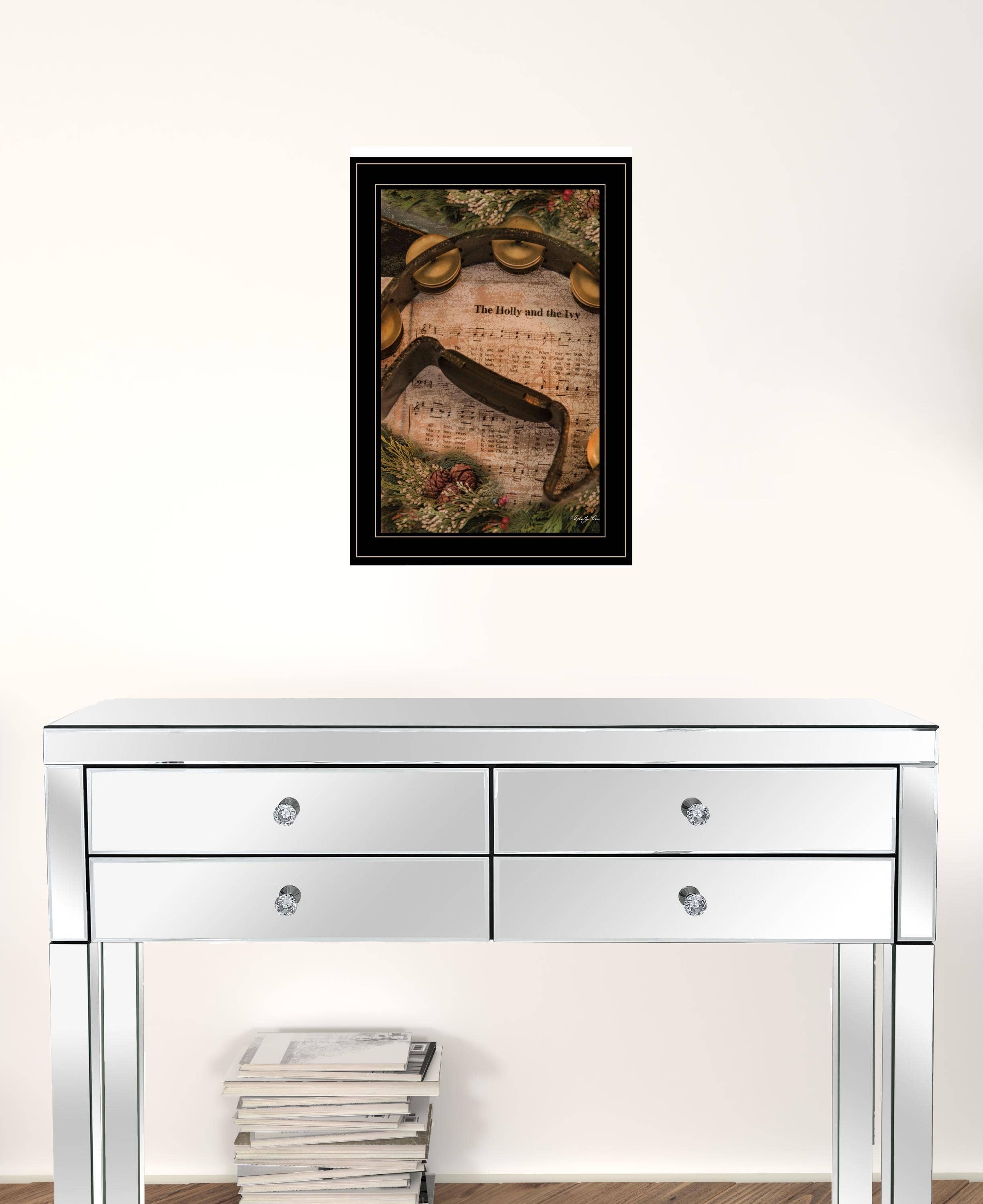 HomeRoots - Wholesale Christmas Wall Art - Holly and Ivy Sheet Music Black Framed Print Wall Art1