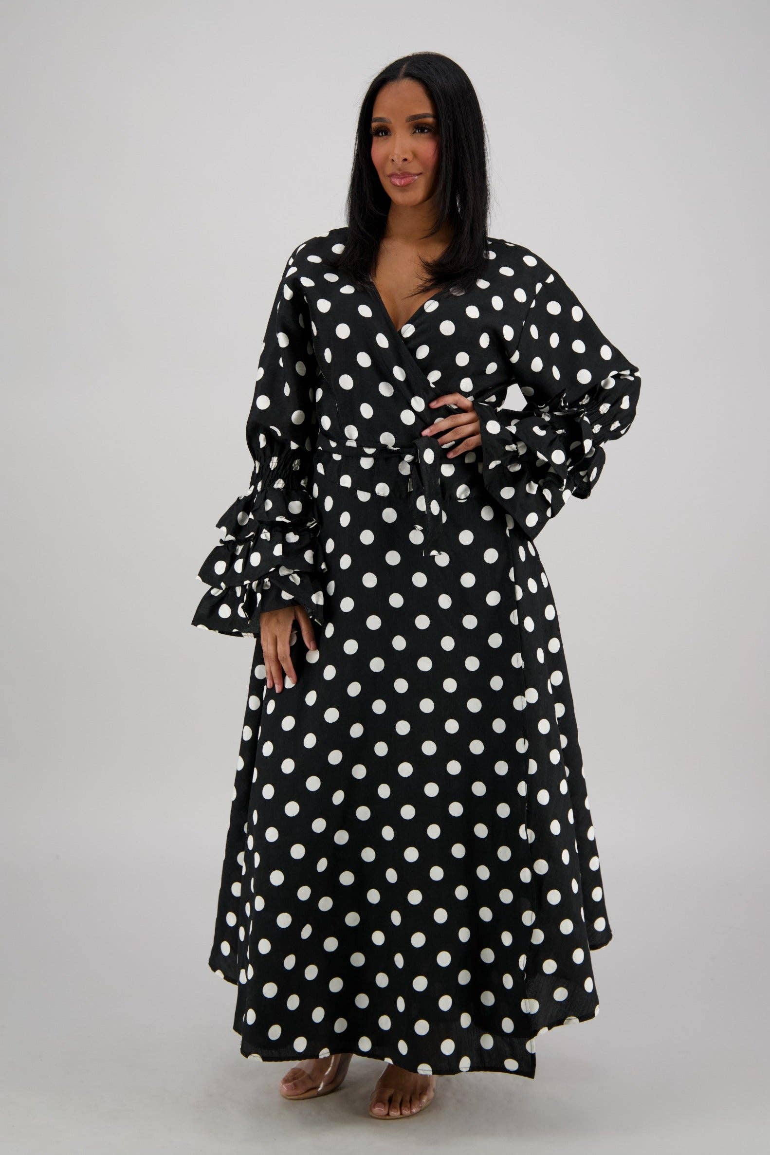 Advance Apparels - Wholesale Dress - Women's - Polka Dot Wrap Dress (3 Colors) 241624-B09011