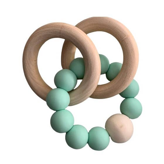 Beechwood Teether Ring Set in Mint for wholesale by MK&Co. Organics