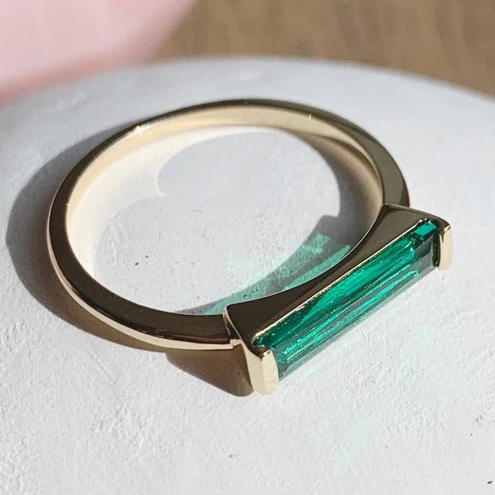 Lorena Baguette Ring (Spring Green) for wholesale by Honeycat Jewelry