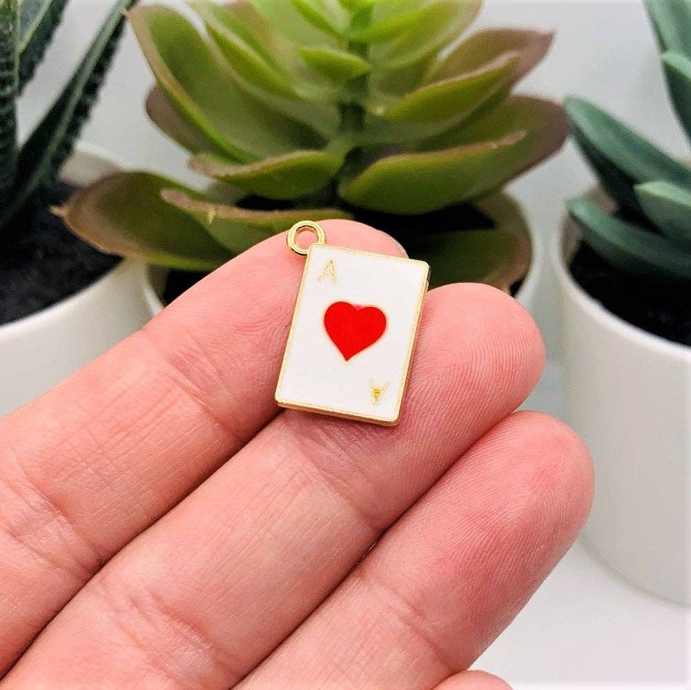 Guerrilla Charm - Wholesale Individual Charm/Pendant - Ace of Hearts Enamel Playing Card Charms, 19x14mm1