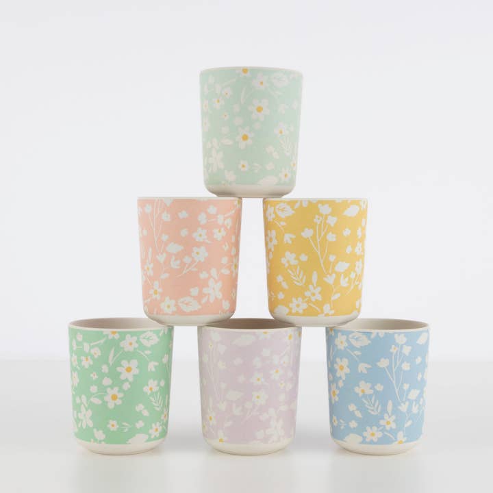 Meri Meri - Wholesale Drinking Glass/Cup - Floral Reusable Bamboo Cups