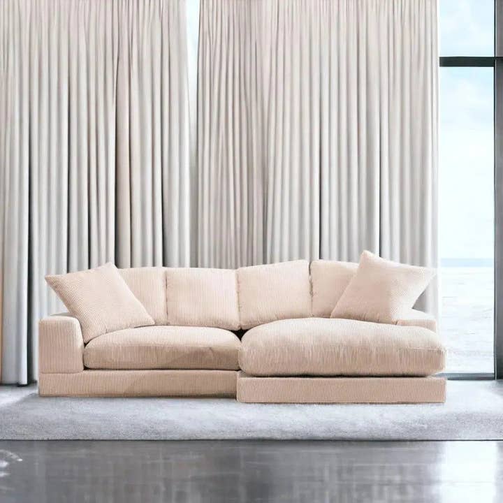 LOOMLAN - Wholesale Sofa - Cream Corduroy Reversible Sectional Chaise3