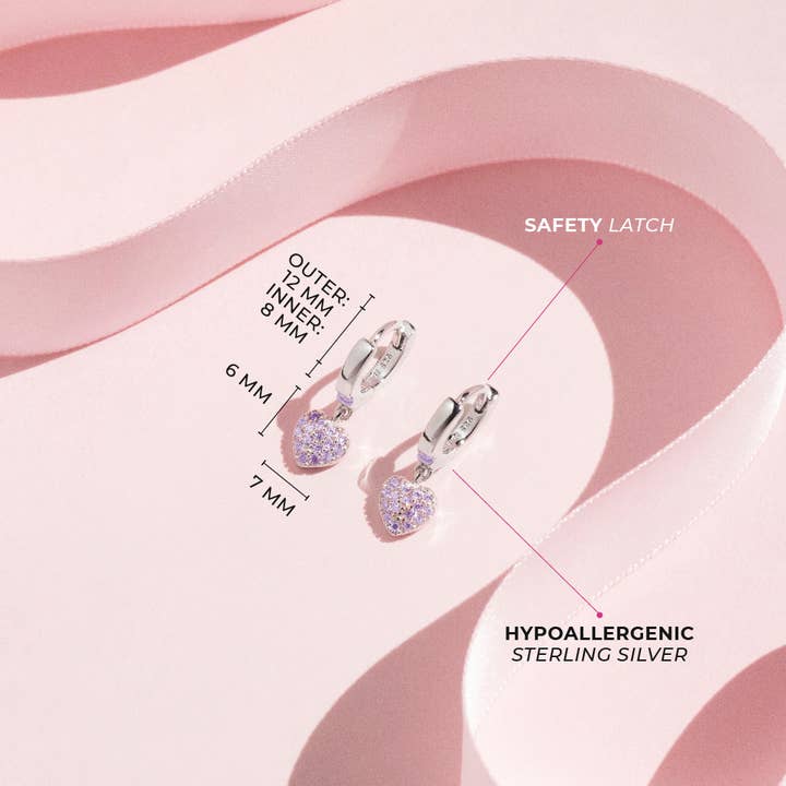 In Season Jewelry – Großhandel Ohrringe – Kinder – Puffed Heart Kinder/Mädchen Ohrringe Creolen — Sterlingsilber9