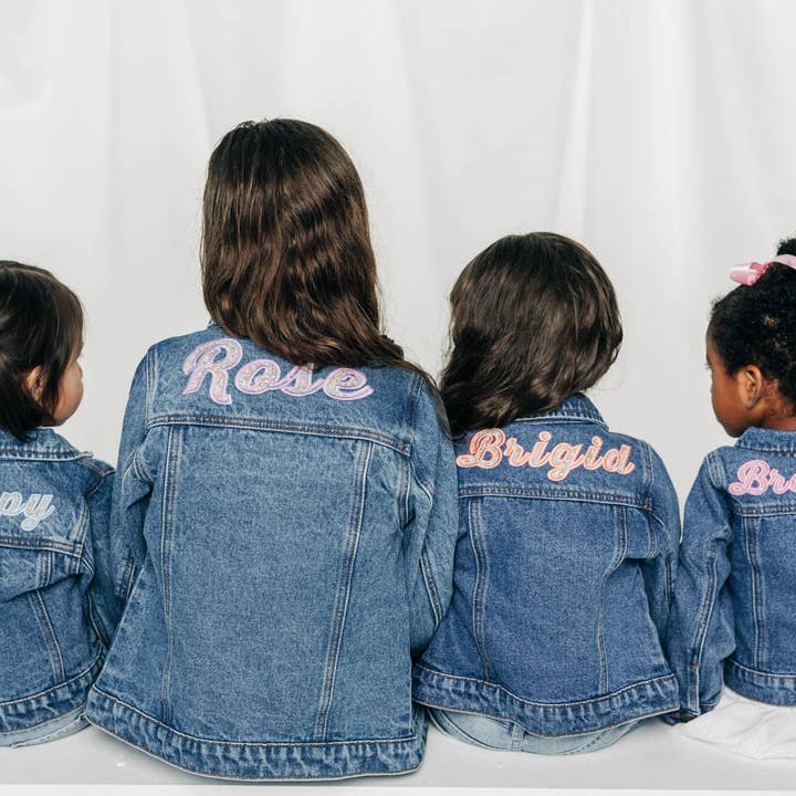 Custom Embroidered Applique Denim Jacket, Floral Multi for wholesale by Stitch Monograms