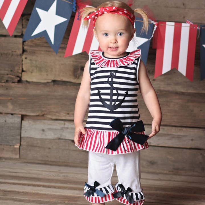Conjunto de Niñas Marinero Ropa Náutica Infantil para el 4 de Julio para venta al por mayor de AnnLoren