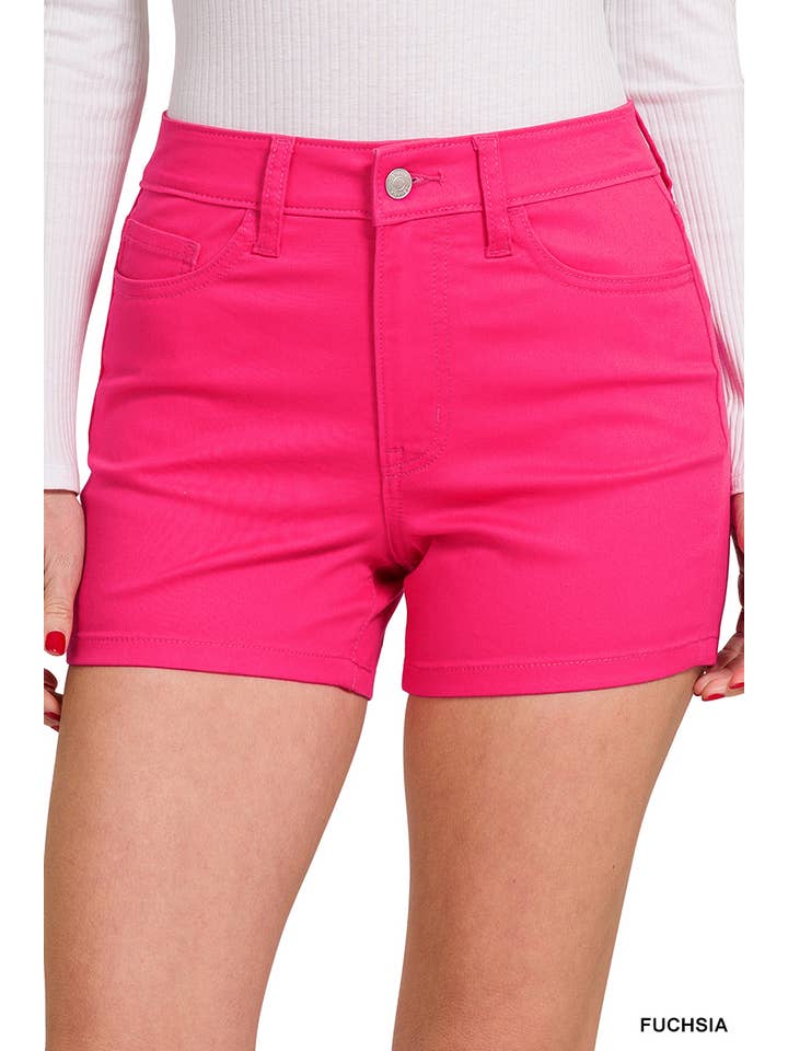 42POPS - Wholesale Shorts - Women's - SI-24319 High Rise Color denim Jeans Shorts