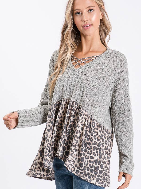 MST1166-Maglione Leggero con Volant e Motivo Animale per la vendita all'ingrosso da parte di Moonshot Clothing