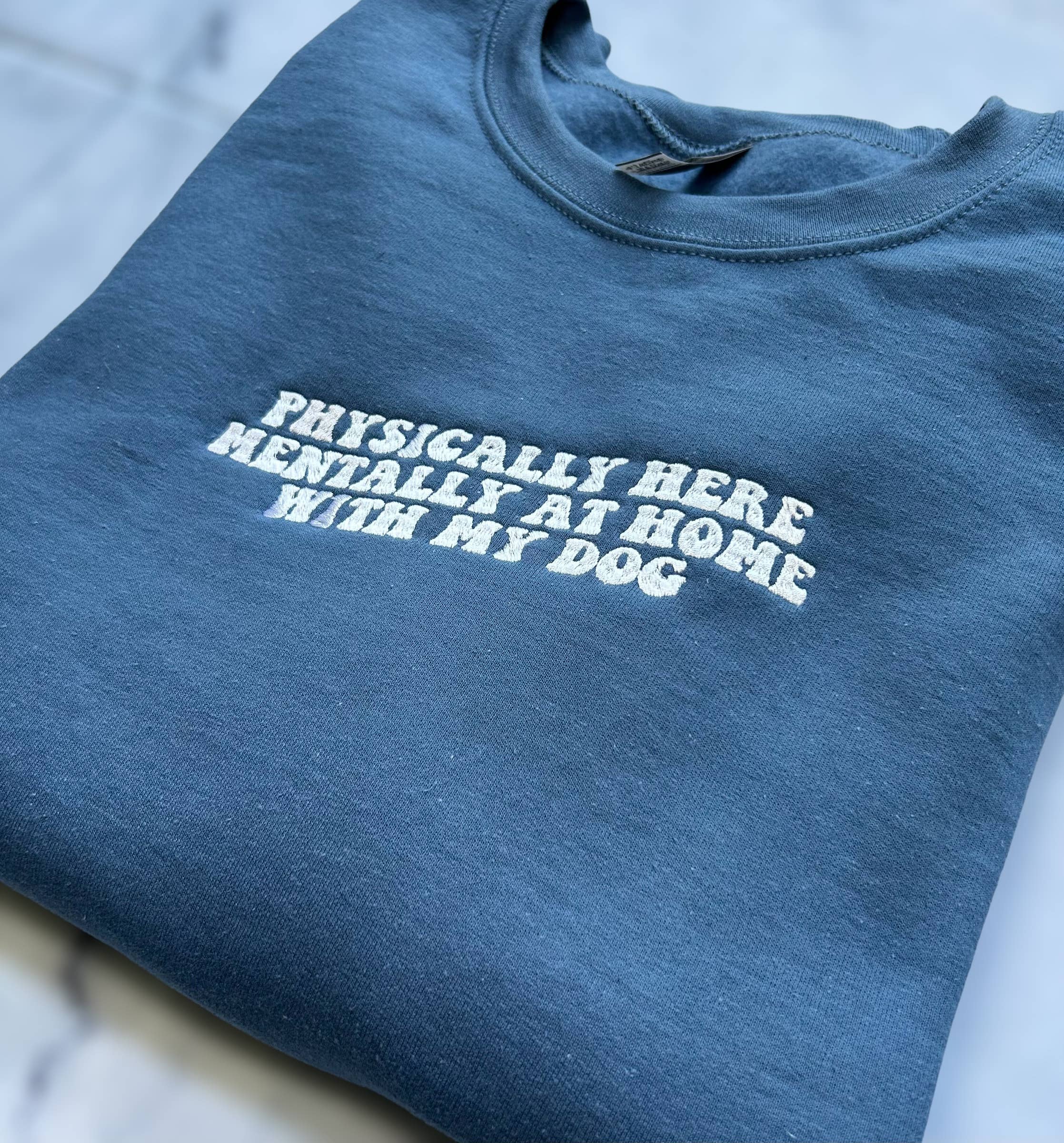 Rosie by Madison - Wholesale Graphic Sweatshirt - Unisex - Embroidered "At Home" Dog/Cat Crewneck1