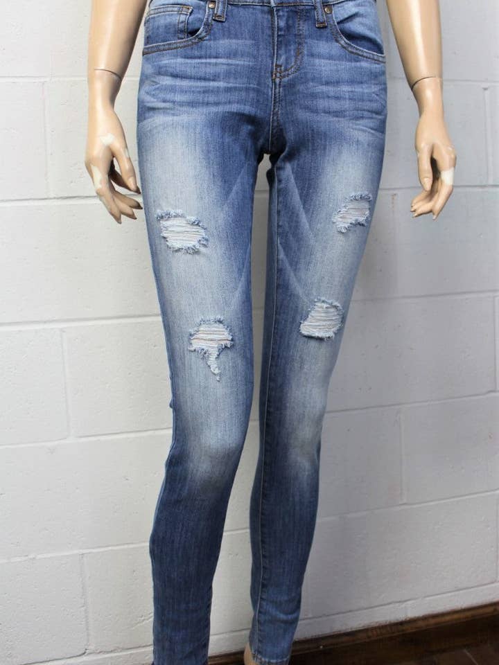Jean skinny délavé moyen pour femme pour la vente par Good Stuff Apparel