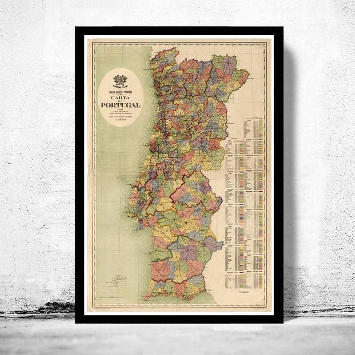 Ancienne carte du Portugal de 1912 | Reproduction vintage murale pour la vente par OldCityPrints - Old Maps and Posters