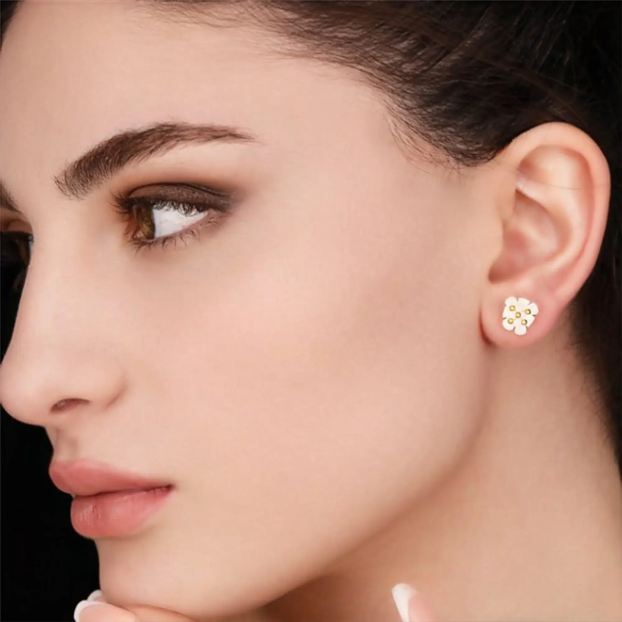 MadamLili - Vendita all'ingrosso Orecchini a bottone - Orecchini a lobo bicolore in argento sterling 925 «ranuncoli» - OH5