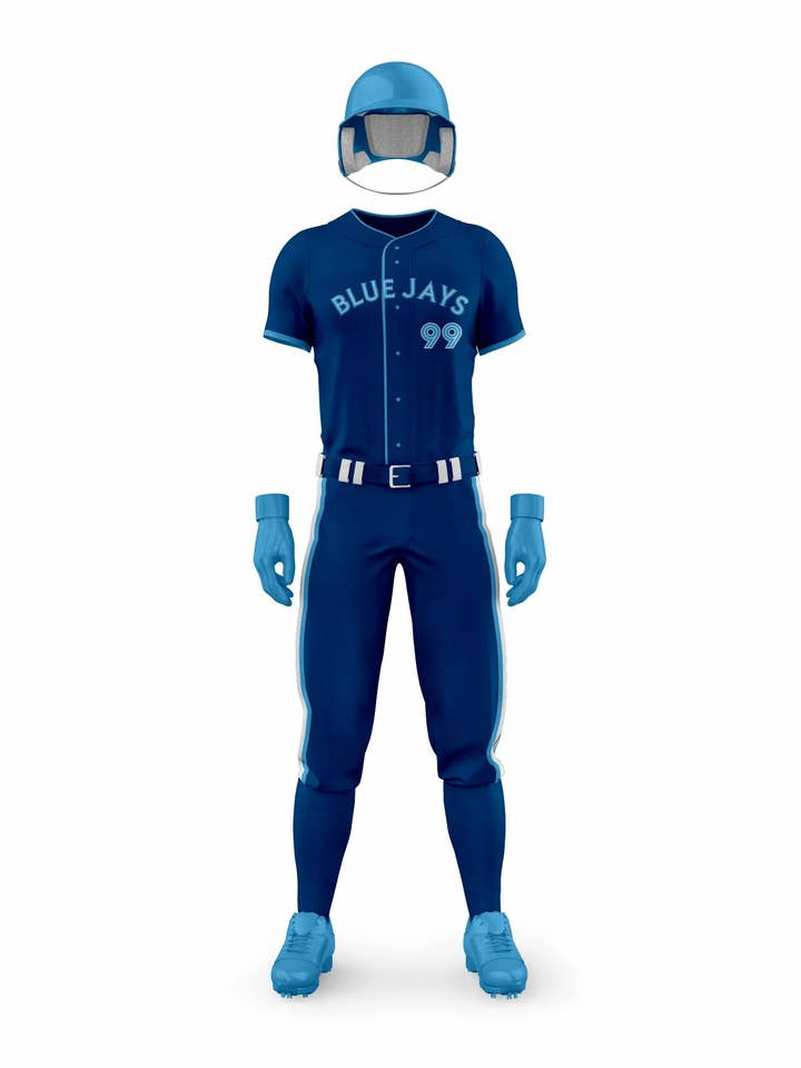 Navy Blue Custom Baseball Uniform for wholesale by Midfield Apparel LLC