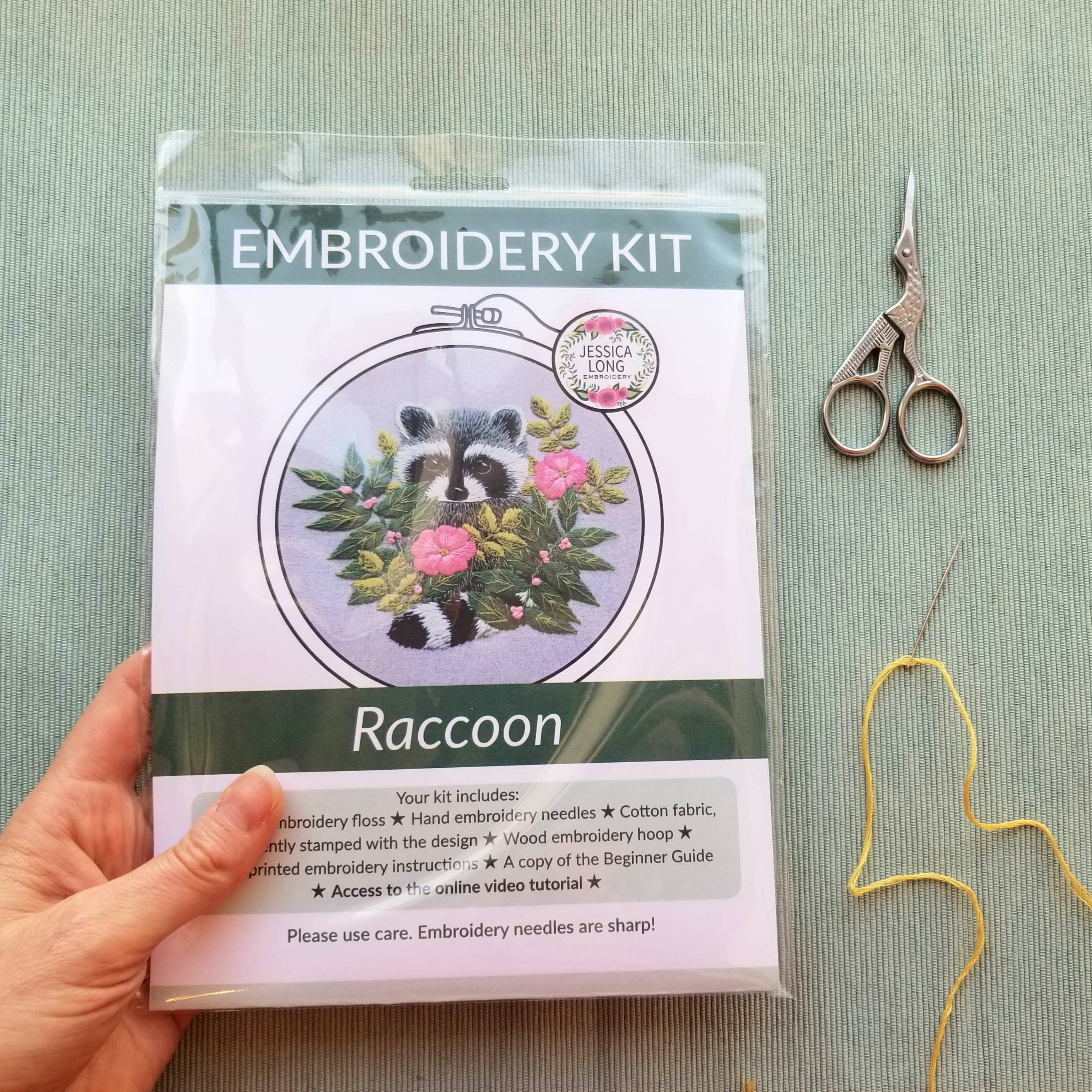 Jessica Long Embroidery - Wholesale Embroidery/Cross Stitch Supplies - Raccoon hand embroidery kit2