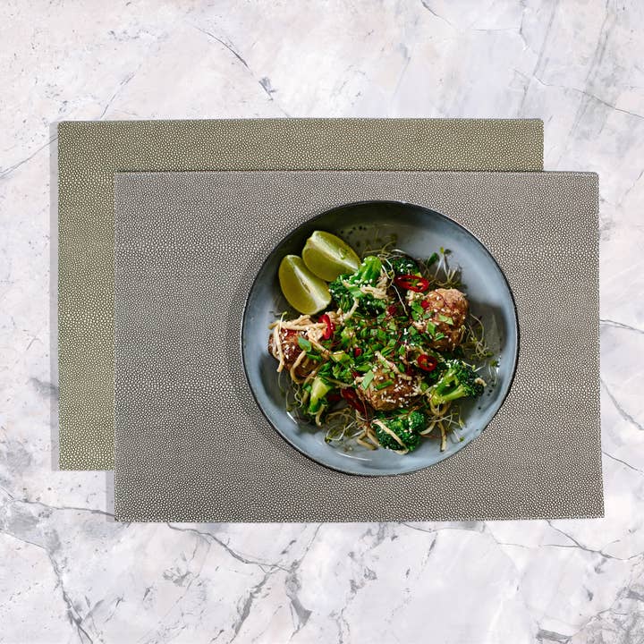 Set of 6 rectangular faux leather stingray skin grey/green for wholesale by Signature Home Collection GmbH