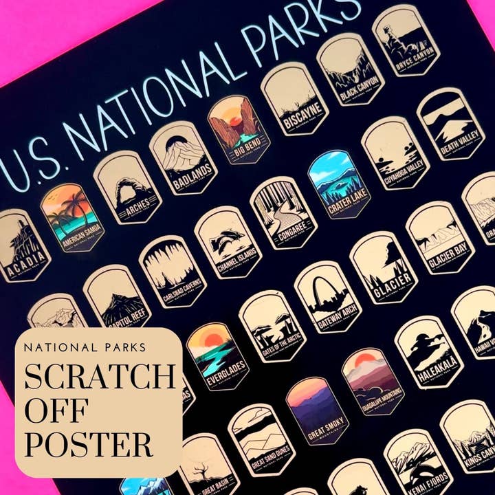 63 National Park Scratch off Poster for wholesale by Track Your Adventures