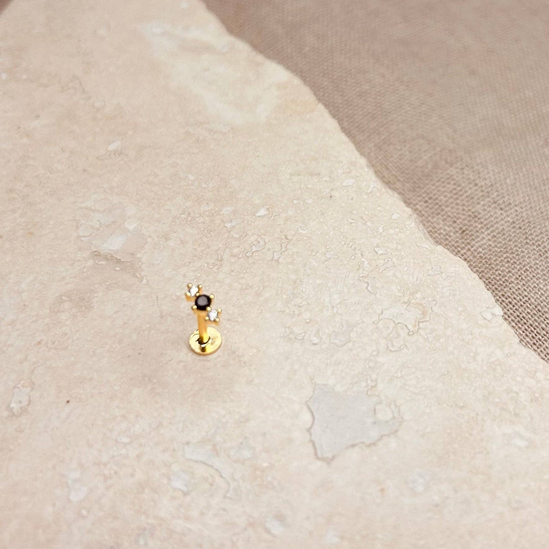 Little Nell Jewellery - Wholesale Single Earring - Gold Noir Trio Labret2