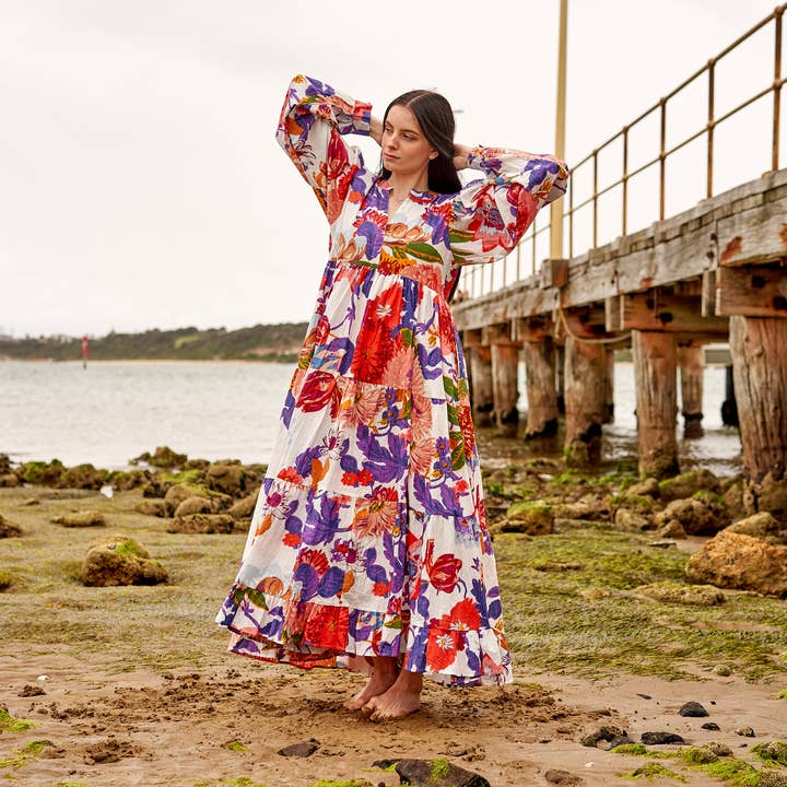 Set of 2*Cotton Maxi Boho Summer Women's Dress Kimono Kaftan for wholesale by Linen Connections