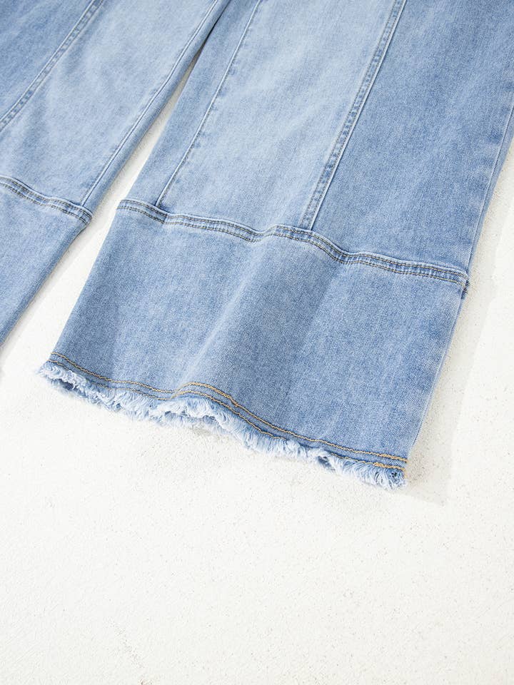 FULL TIME PURCHASE - Wholesale Jeans - Women's - Drawstring Seam Detail Raw Hem Wide Leg Denim Pants17
