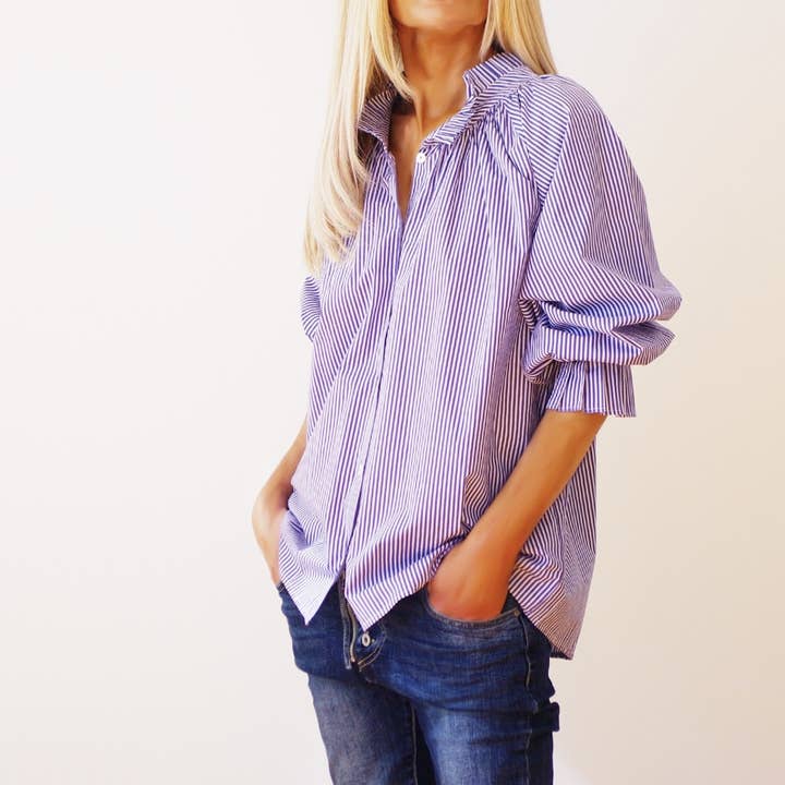 Olive - Fine Stripe Digital Print Shirt for wholesale by Who's Charlie