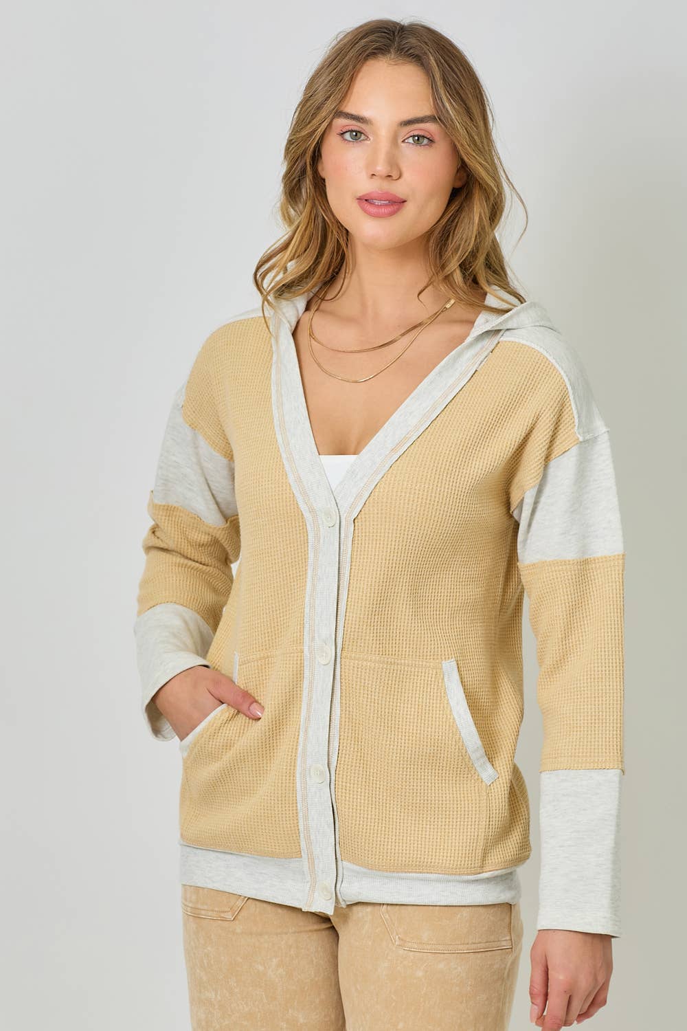 Mystree - Wholesale Cardigan - Women's - 60553 Color Block Hoodie Cardigan21