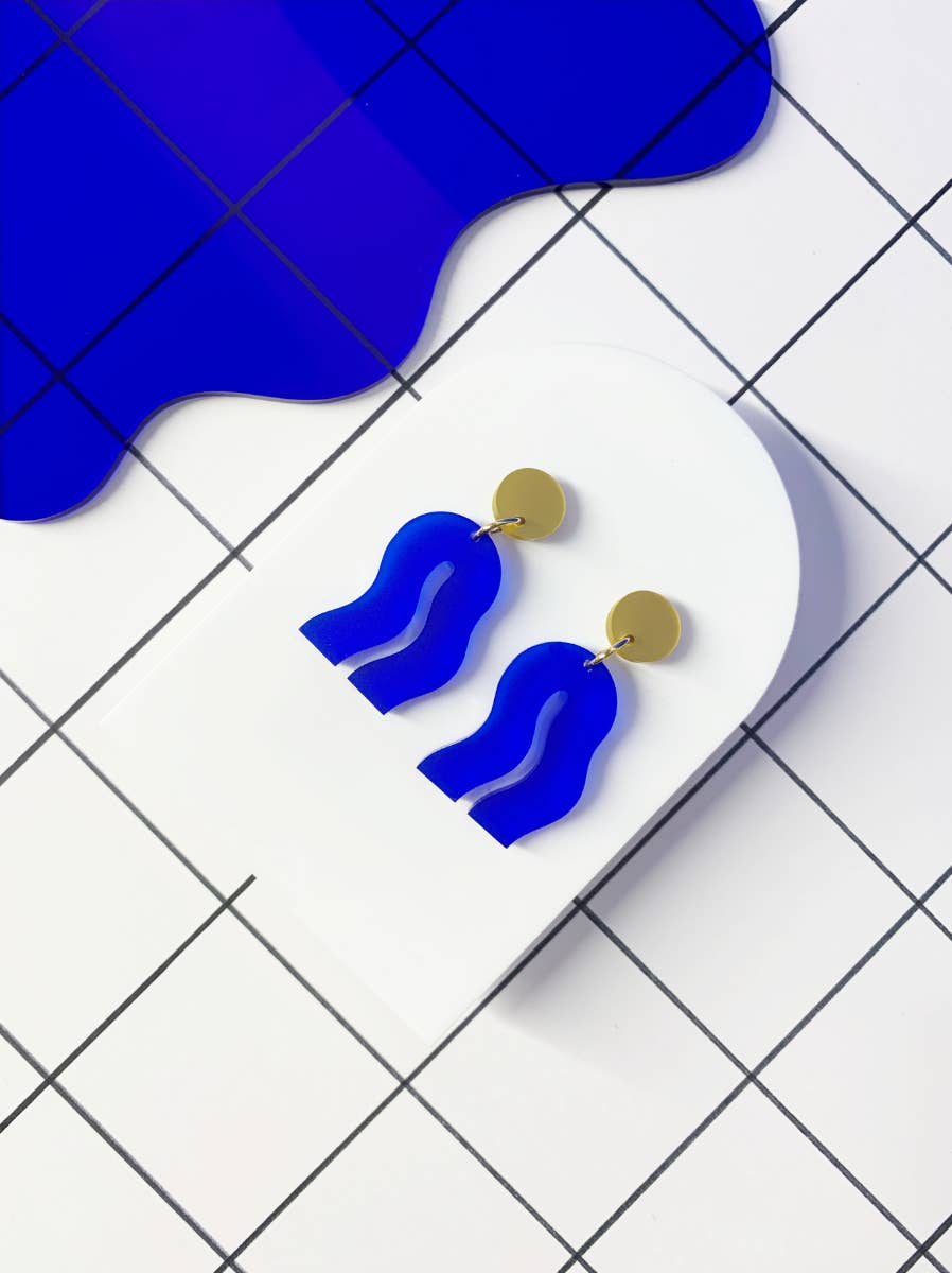 mimimono - Wholesale Stud/Post Earrings - Recycled plastic earrings SPECTRAL BLUE3