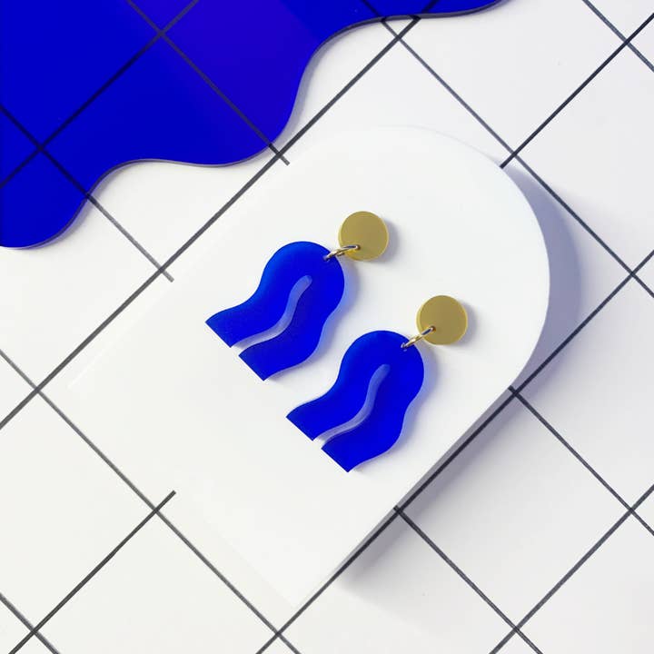 mimimono - Wholesale Stud/Post Earrings - Recycled plastic earrings SPECTRAL BLUE3