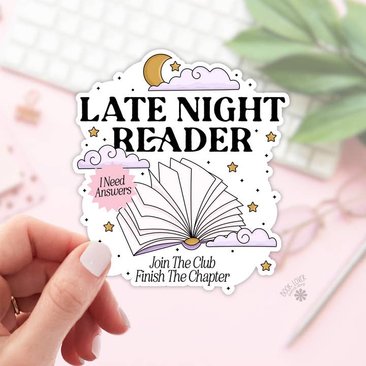 Late Night Reader Stickers / Bookish Stickers / Book Lover for wholesale by Book Lover Merch Shop