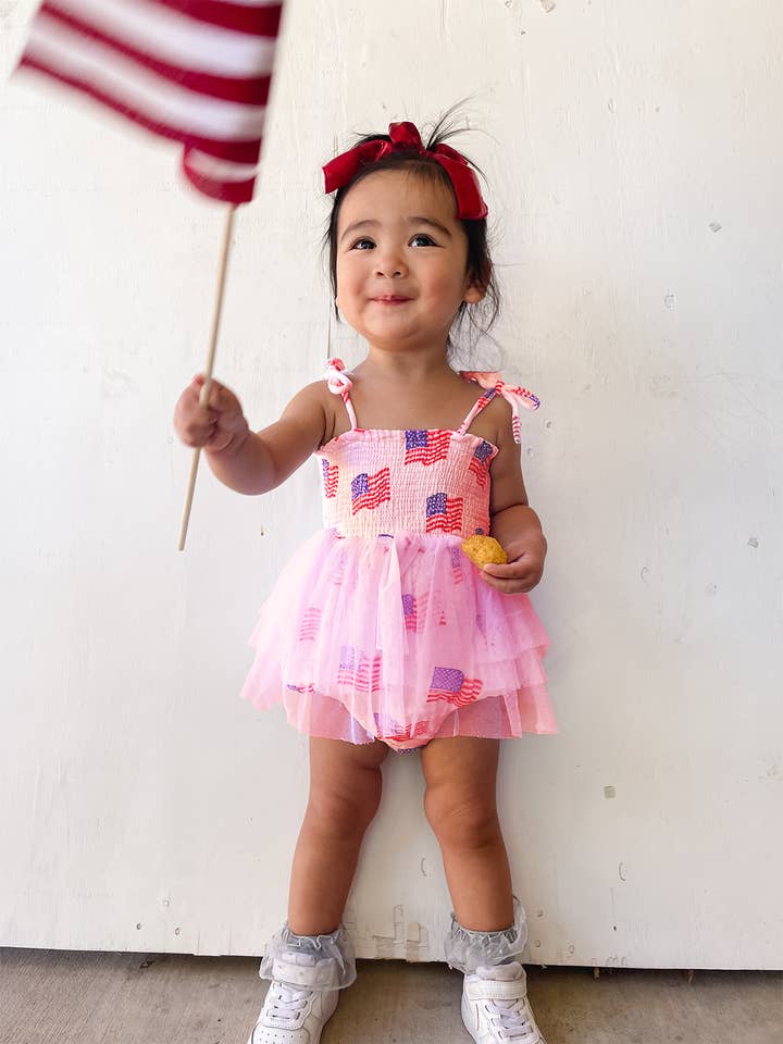 SpearmintLOVE - Wholesale Bodysuit (Non-Footed) - Baby - Muslin Tutu Bubble, American Flag Pink
