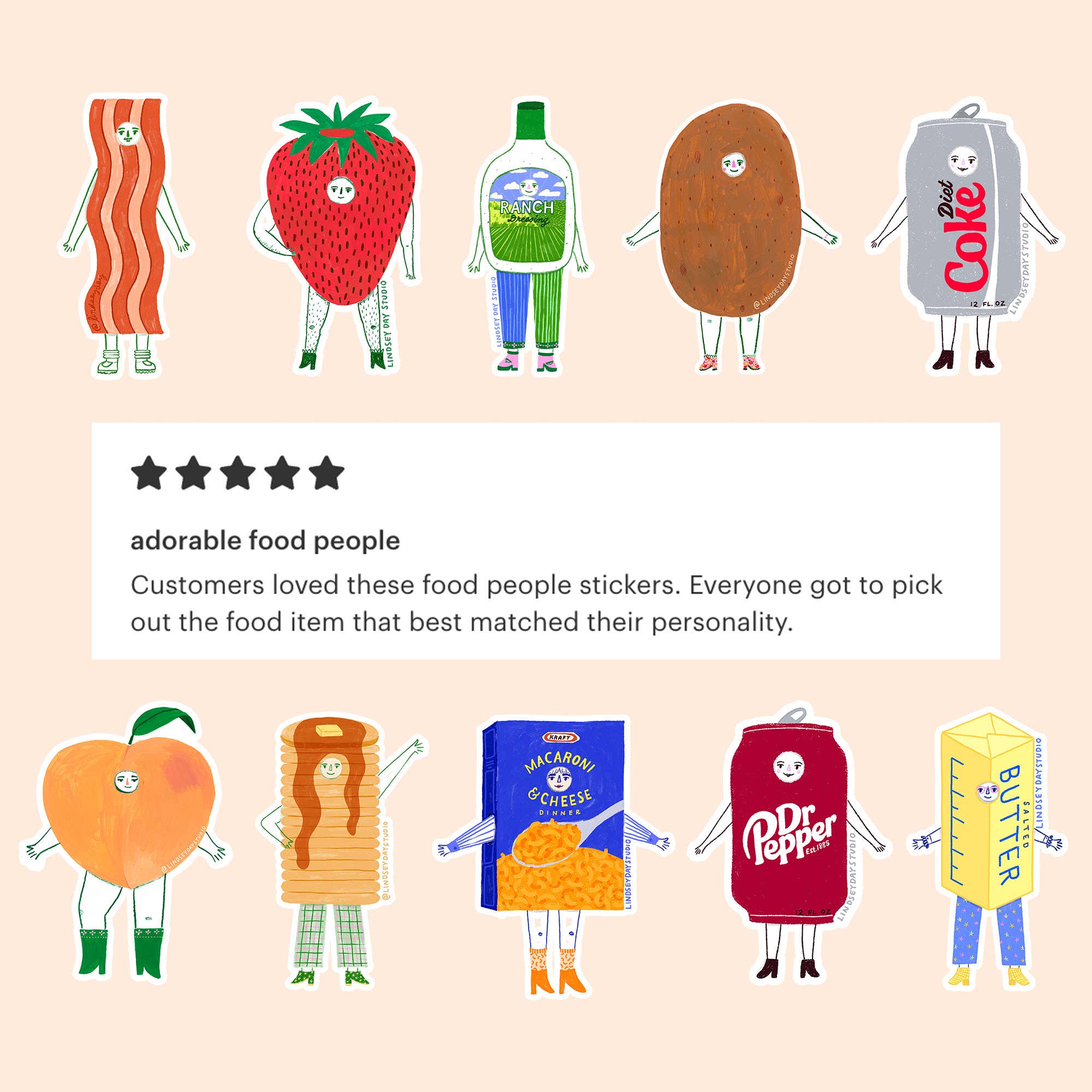 Lindsey Day Studio - Vente Autocollant - Autocollant Maggie Mac N' Cheese, Autocollant drôle, Autocollant alimentaire1