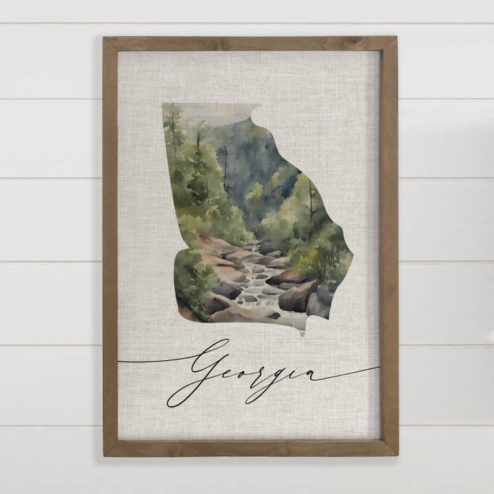 Arte enmarcado con contorno en acuarela de Georgia para venta al por mayor de Hangout Home
