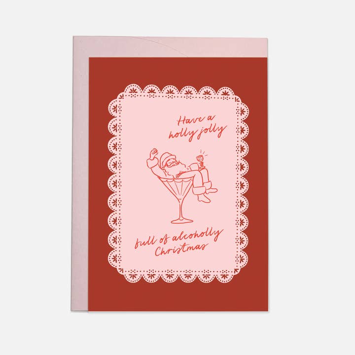 Kaart Blanche - Wholesale New Year's Card - Holly Alcoholly - greeting card0
