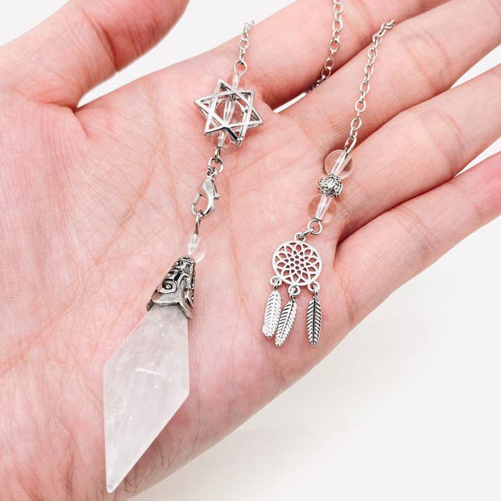 Mio Queena - Wholesale Spiritual Stone/Crystal - Dream Catcher Chain Conical Chakra Pendulum Charms - CS1