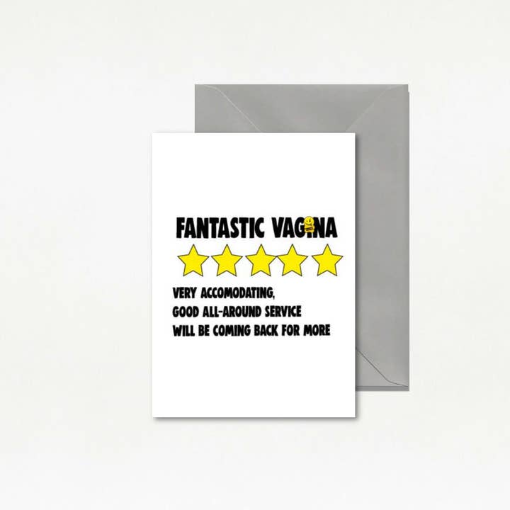 Cheeky Chops Cards & Wanky Candles – wholesale Valentine's Day card – Funny Valentine's card 5 star review fantastic vagina V218