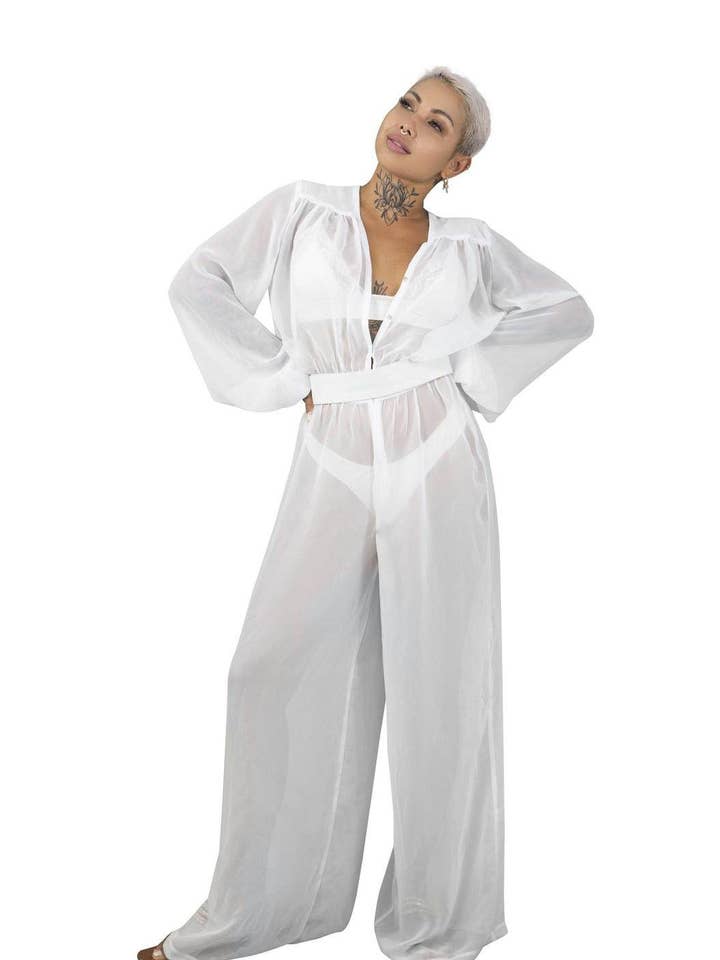 Oasis Vit Chiffong Jumpsuit för wholesale av Ekoluxe