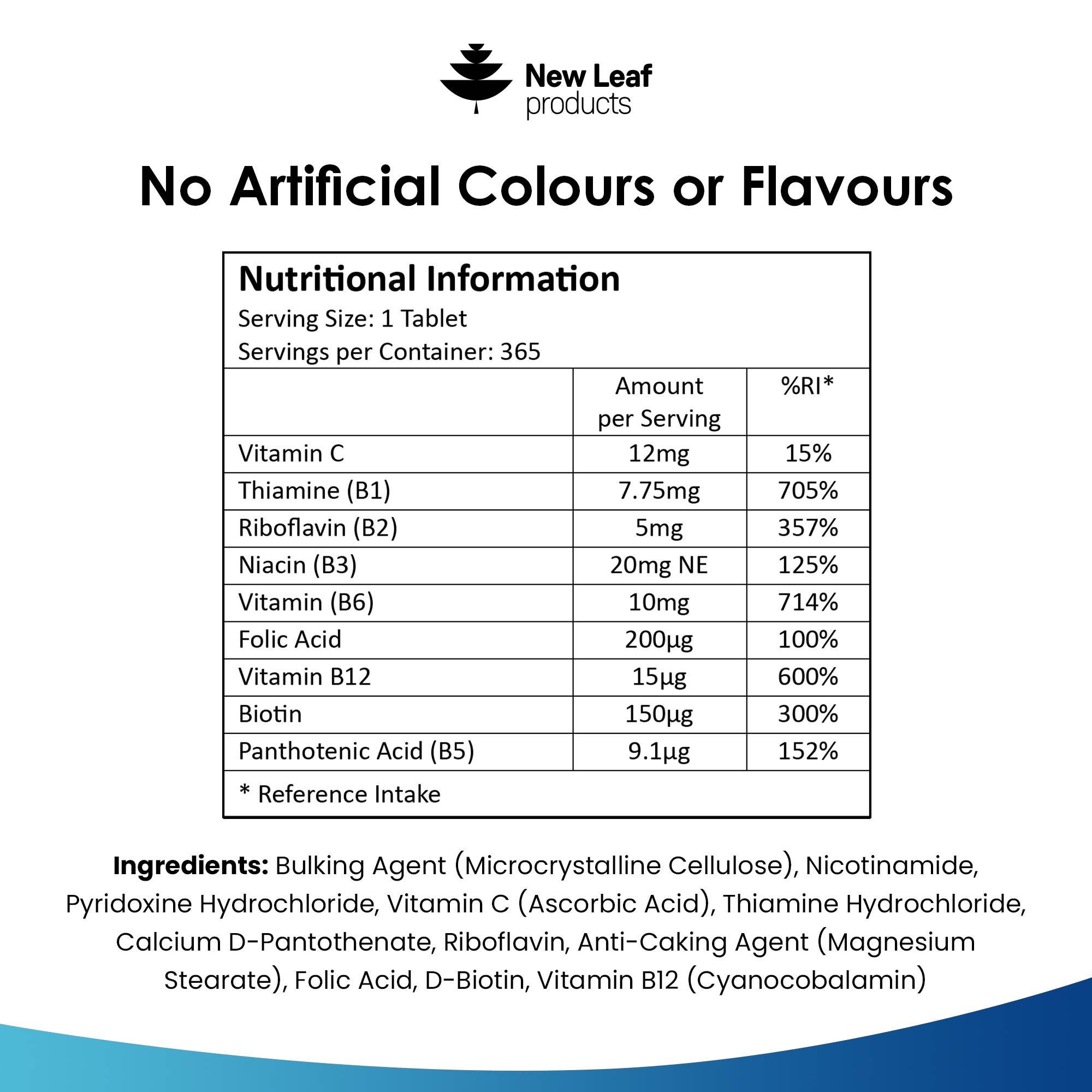 New Leaf products Ltd – wholesale Oral supplement/vitamin – Vitamin B Complex - High Strength Tablets - All B Vitamins5