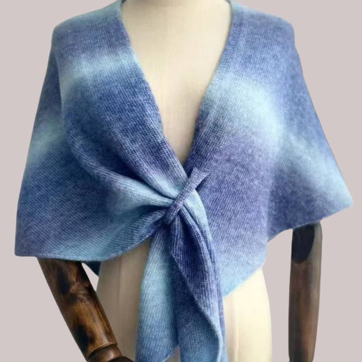 JC Sunny Fashion - Wholesale Scarf - Women's - Ombre Knit Triangle Scarf/Shawl with Cross-Front Design 4
