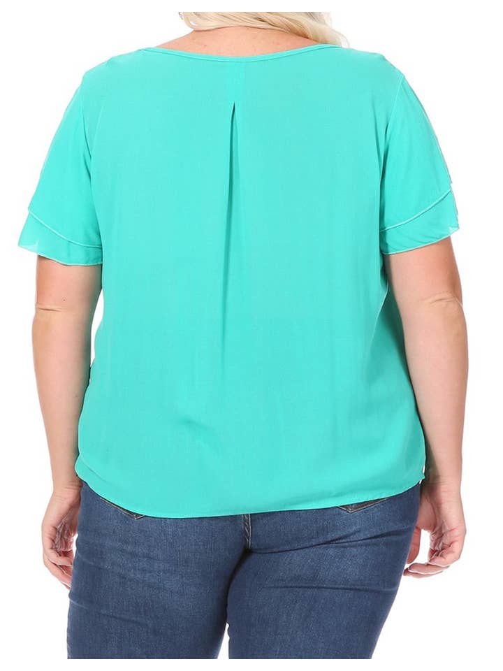 MOA COLLECTION - Wholesale Blouse - Women's - Women's Plus Size Short Sleeve Round Neck Blouse Top10