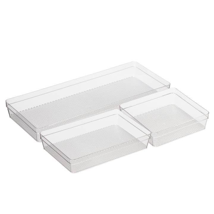 Drawer Organizers - Set of 3, Clear for wholesale by Oggi