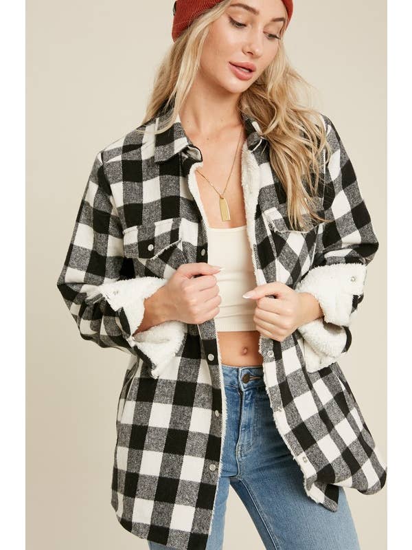 Pink Irene Wholesale - Wholesale Shirtjack/Shacket - Dames - SHERPA GEVOERD GERUITE JAS AAN DE VOORKANT18